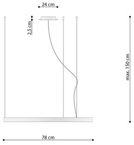 Závesné LED svietidlo Rio 78, 1x LED 50w, 3000k, g
