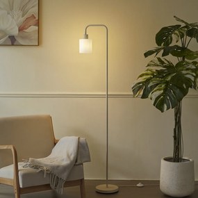 Škandinávska stojaca lampa béžová s bielym sklom - Wisp