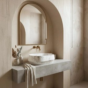 Rea Zoe Dune, umývadlo na dosku 590×380×170 mm, imitácia kameňa-šedá matná, REA-U3538