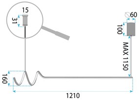 Toolight Toolight, LED závesné svietidlo 120cm, 36W, 3000K, LHJ030-CP, čierna, OSW-50013