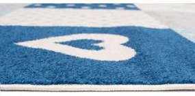 Detský modrý koberec so vzormi