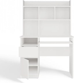 Písací stôl s nadstavbou PORTO ľavý matná biela