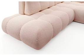 Rozkladacia rohová čalúnená sedacia súprava s úložným priestorom do L ALMADA pravá ružová