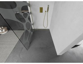 Mexen Kioto, sprchová zástena Walk-In 70 x 200 cm, 8mm číre sklo biely vzor, zlatý matný profil, 800-070-101-55-97