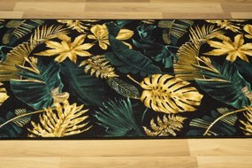 Behúň Monstera zlatý / fľaškovo zelený