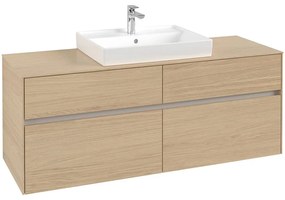 VILLEROY &amp; BOCH Collaro závesná skrinka pod umývadlo na dosku (umývadlo v strede), 4 zásuvky, 1400 x 500 x 548 mm, Nordic Oak, C08400VJ