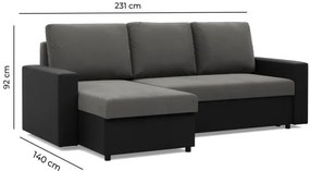 Rohová rozkladacia sedačka LUNA tmavosivá / čierna