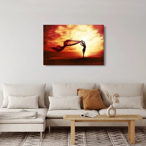 Obraz - Silueta ženy v západu slnka (90x60 cm)