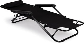 Ležadlo s opierkou hlavy, skladacia konštrukcia, čierne