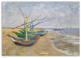 Gario Obraz na plátne Rybárske člny na pláži v Saintes Maries de la Mer - Vincent van Gogh, reprodukcia Rozmery: 100 x 70 cm