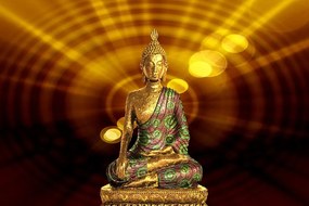 Samolepiaca tapeta socha Budhu s abstraktným pozadím - 225x150