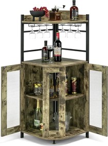 Rohový barový kabinet s držiakom na poháre