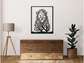 drevko 3D obraz na stenu Lev a stromy Rozmer obrazu: 40,5 x 32,5 cm, Farba dekorácie: Čierna