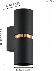 Eglo 95371 - LED nástenné svietidlo PASSA 2xGU10-LED/4W/230V