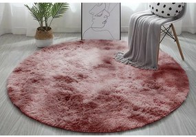 Ružový okrúhly shaggy koberec Ombre Rozmer: 90