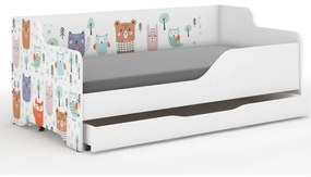 DomTextilu Detská posteľ so sovičkou a ďalšími zvieratkami 160x80 cm  Biela 52459