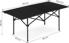 Skladací turistický, kempingový stolík - čierny stolík na piknik Šírka: 55 cm | Dĺžka: 95 cm