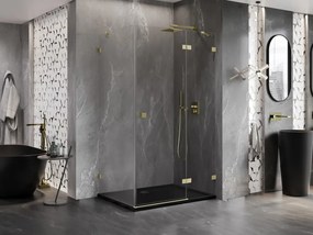 Mexen Lunar, pravostranný výklopný sprchový kút 70 x 90 cm, 8mm číre sklo, zlatý matný profil, 834-070-090-55-00-P