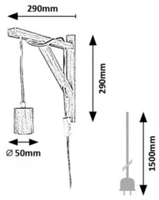 Rabalux 71028 - Nástenná lampa UBUL 1xE27/60W/230V buk