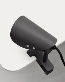 Čierna kovová stolová lampa s klipom (výška 16 cm) Jula – Kave Home
