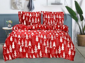Obliečky mikroplyš CHRISTMAS TREES červené Rozmer obliečok: 70 x 90 cm | 140 x 220 cm
