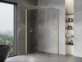 Mexen Mist-F T, 1-krídlový skladací sprchový kút ľavý 70 x 80 cm, číre sklo, zlatý matný profil, 8A6T-070-080-55-00-L