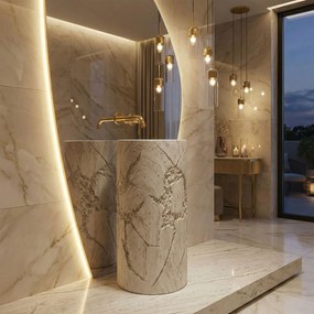 Rea Revello, voľne stojace umývadlo 460x460x855 mm, béžová-ecru, REA-U0613