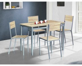 Jedálenský set HARVEY so 4 stoličkami, 110 x 70 x77 cm, dub Sonoma