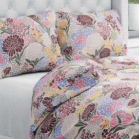 Biante Bavlnené posteľné obliečky Sandra SA-648 Akvarelové kvety na bielom Jednolôžko 140x200 a 70x90 cm