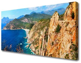 Obraz Canvas Útes pobrežie more hory 120x60 cm