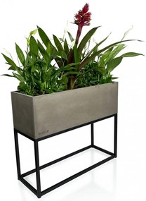 Kovový kvetináč v šedej farbe s hladkým povrchom LOFT FIORINO 62X22X50 cm