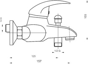 Novaservis Titania Lux, vaňová batéria bez príslušenstva 150 mm, chrómová, 91020/1,0