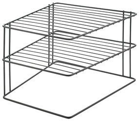 Čierna prídavná dvojposchodová polica do kuchynskej skrinky Metaltex Palio Lava