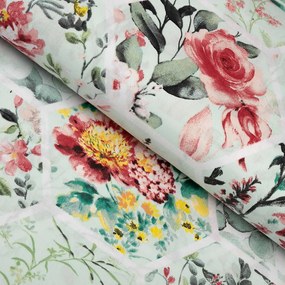 Biante Bavlnený záves Sandra SA-415 Kvety na mintovom hexagóne 150x220 cm