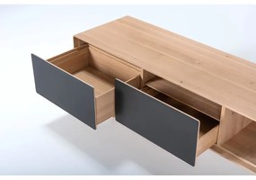 TV stolík z dubového dreva v čierno-prírodnej farbe 160x48 cm Fina – Gazzda