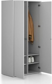 Šatníková skriňa FRAME, 2 oddiely, 872 x 450 x 1735 mm, PUSH-lock, sivá