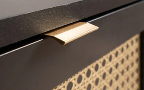 Zásuvková komoda Vienna, čierna/výplet