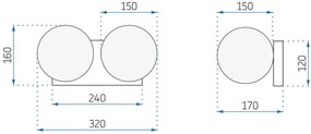 Toolight Toolight, nástenná lampa 2xE27 APP1010-2W, zlatá, OSW-05556