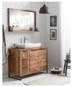 furniture-nabytek.cz - Masívna skrinka do kúpeľne Sydney I, 2 diely, z akáciového dreva, lakovaná, hnedá