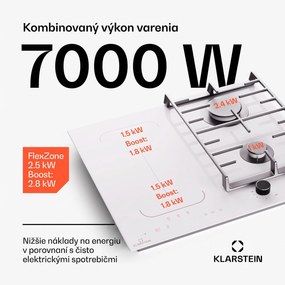 Klarstein MultiChef 4, indukčná a plynová varná doska, 4 varné zóny, 2 plynové horáky, 2 indukčné varné dosky, FlexZone