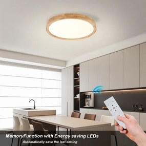 Brilagi - LED stmievateľné svietidlo WOODROUND LED/30W/230V 3000-6000K priemer 40 cm + diaľkové ovládanie