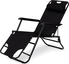 Ležadlo s opierkou hlavy, skladacia konštrukcia, čierne