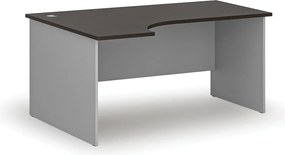 Rohový kancelársky písací stôl PRIMO GRAY, 160x120 cm, ľavý, sivá/wenge