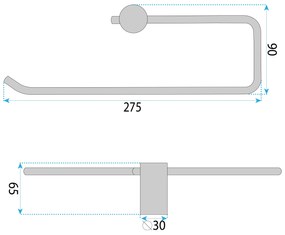 Rea Prism, kúpeľňový vešiak na uterák 27cm, 9710, zlatá matná, REA-98029
