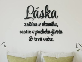 drevko Citát na stenu Láska začína v okamihu Rozmer obrazu: 51 x 60 cm, Farba dekorácie: Čierna