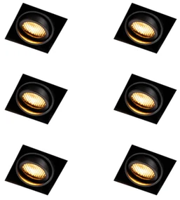 Sada 6 zapustených bodových svetiel čierna nastaviteľná bezrámiková - Oneon Honey