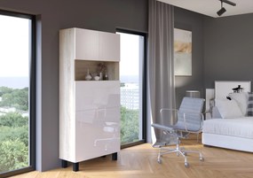 PC stolík Home (biela lesklá + dub sonoma). Akcia -22%. Vlastná spoľahlivá doprava až k Vám domov. 1124934