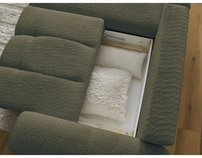 Khaki rozkladacia/s úložným priestorom rohová pohovka z textílie buklé (ľavý roh/s leňoškou) Roxelane – Bobochic Paris