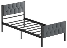 Kovová jednolôžková posteľ KAROM 90x200 cm, sivá, nosnosť 120 kg