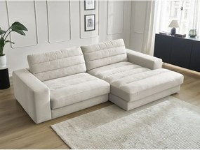 Béžová zamatová rohová pohovka (pravý roh/s leňoškou) Sierra – Bobochic Paris